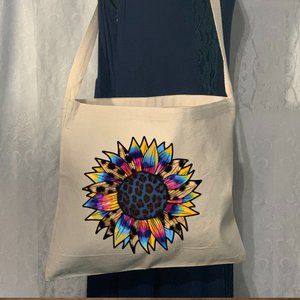 Sunflower Small Crossbody Messenger Canvas Tote Bag with Long Strap